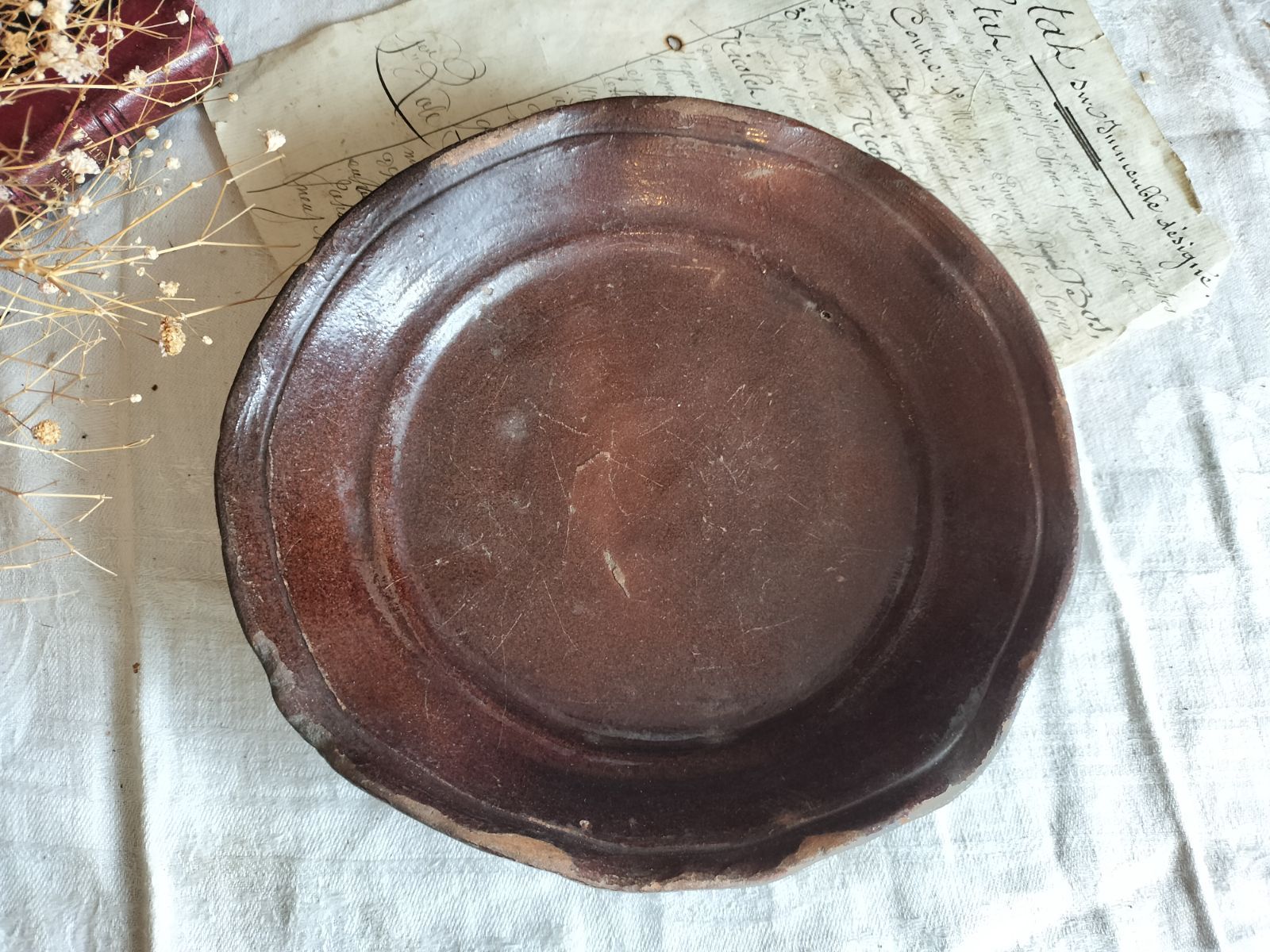 ☆フランスアンティーク 素敵な 南仏 ムスティエ オーバル 皿 19世紀