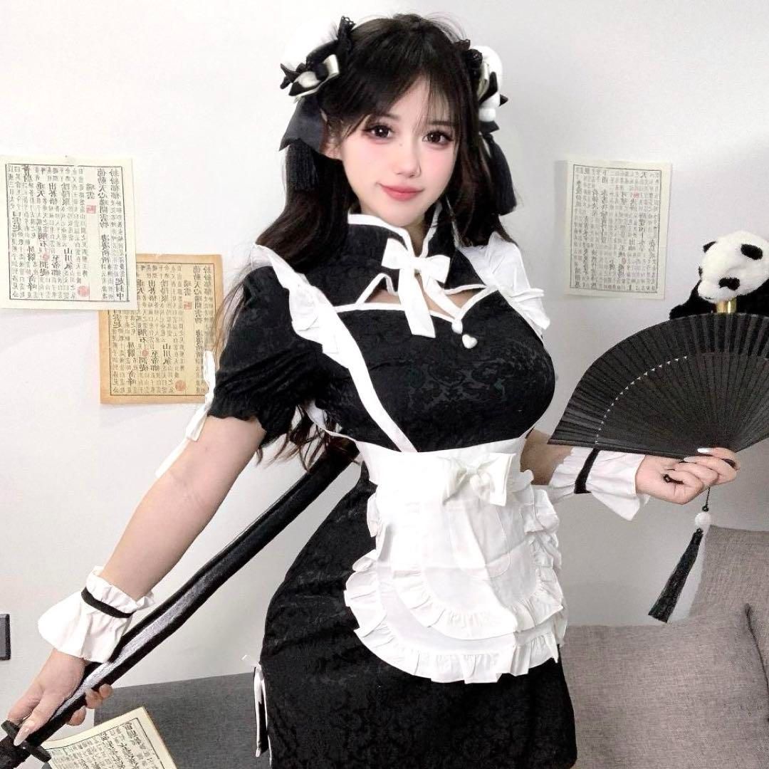 Stasera パンダメイド服 コスプレ 変装 チャイナ ロリータ（ねこ