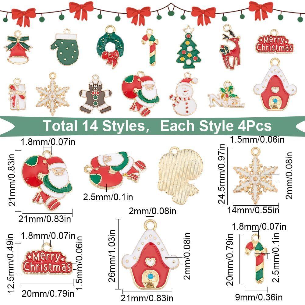 数量限定】SUNNYCLUE 56個14種 クリスマス チャーム サンタクロース