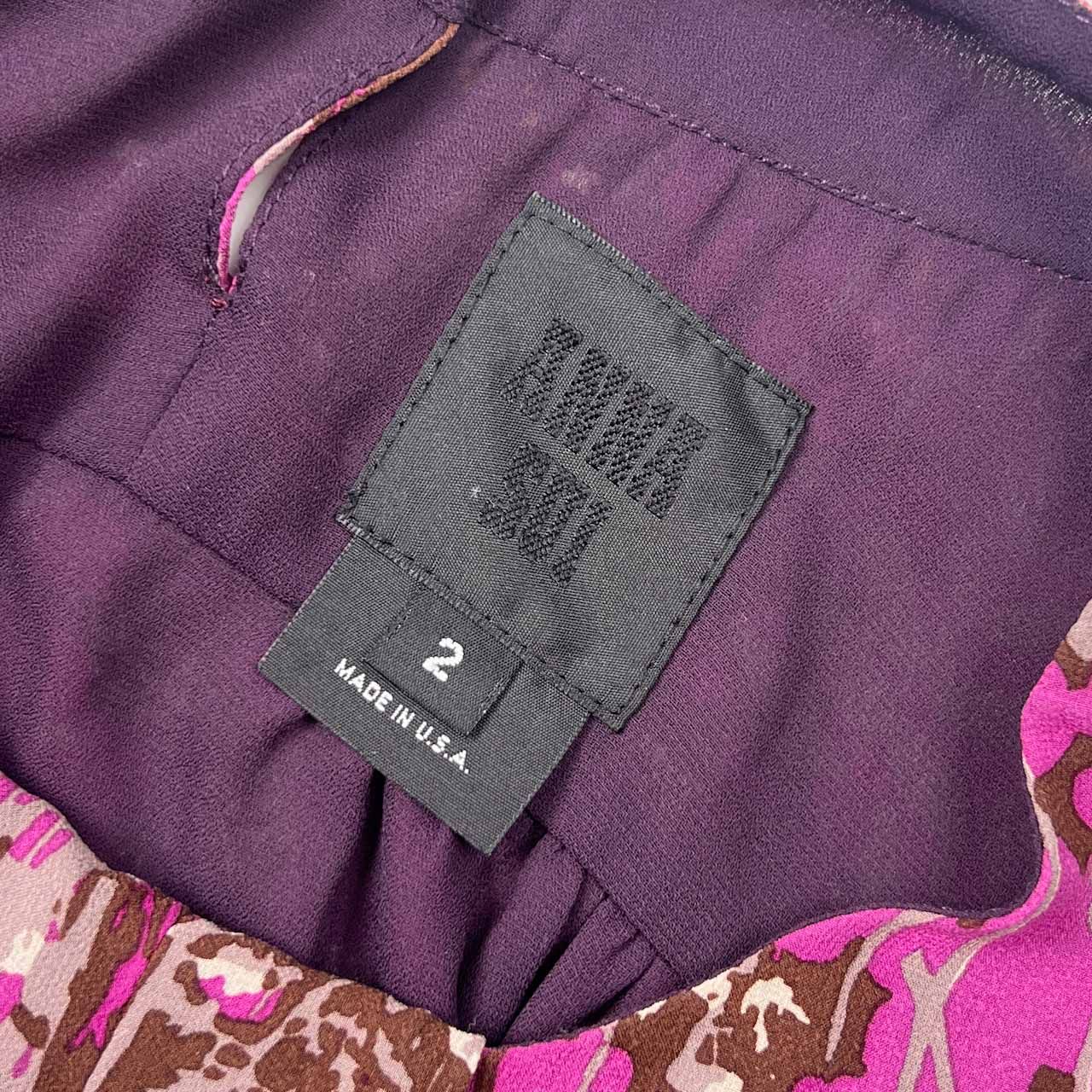 新品タグ付き アナスイ ANNA SUI 高級 シルク 花柄 ワンピース 2 ANNA SUI アナスイ ワンピース 未使用品 サイズ:2 マルチカラー
