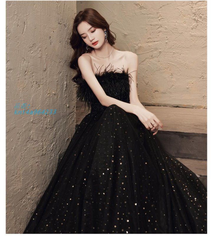 ブニングドレス ロングドレス 黒 ビスチェドレス 発表会ドレス ノースリーブ Aライン オシャレ 結婚式ドレス パーティードレス お呼ばれドレス 二次会ドレス kni4a964233