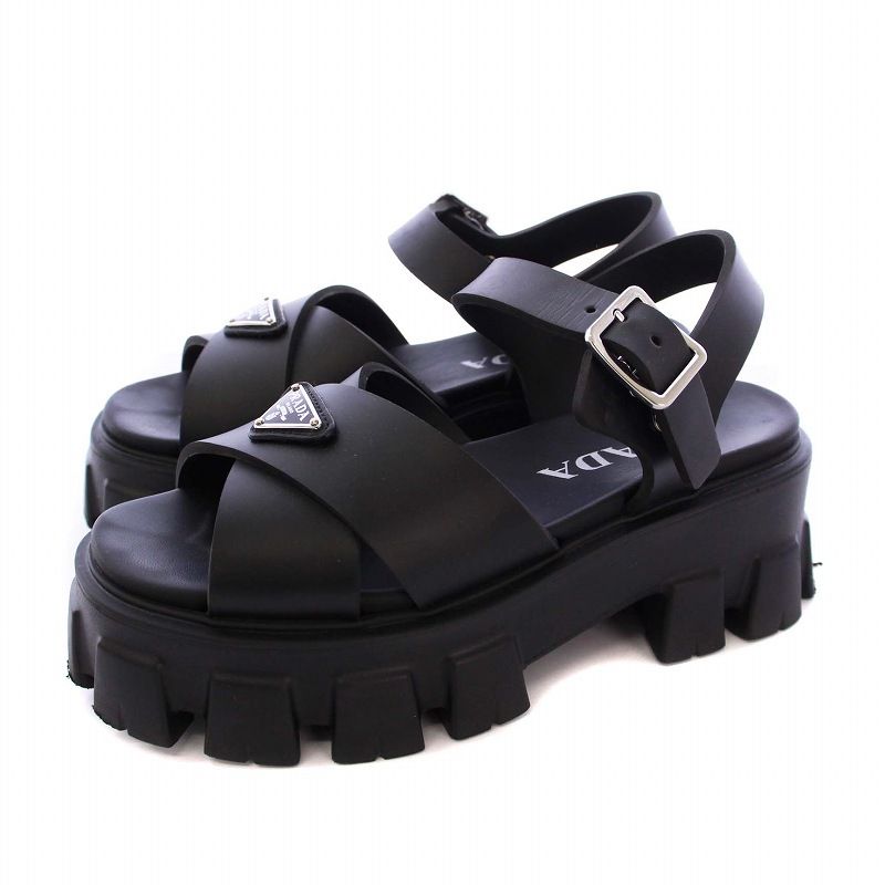 PRADA プラダ プラダ モノリス ラバー サンダル 1X382N ブラック プラダ モノリス ラバー サンダル | PRADA