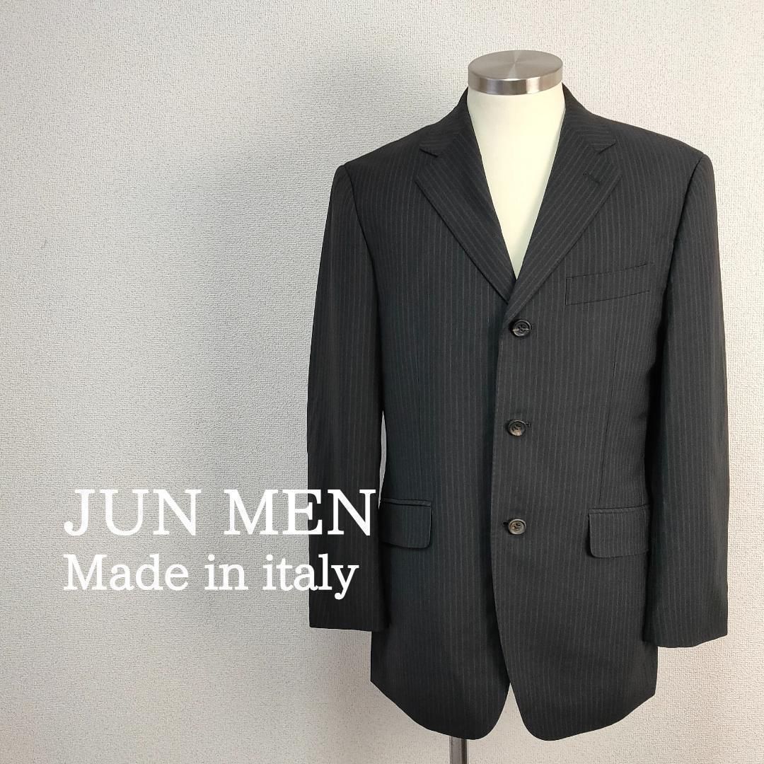 イタリア製生地JUNMENウールシングルテーラードジャケット定番黒 