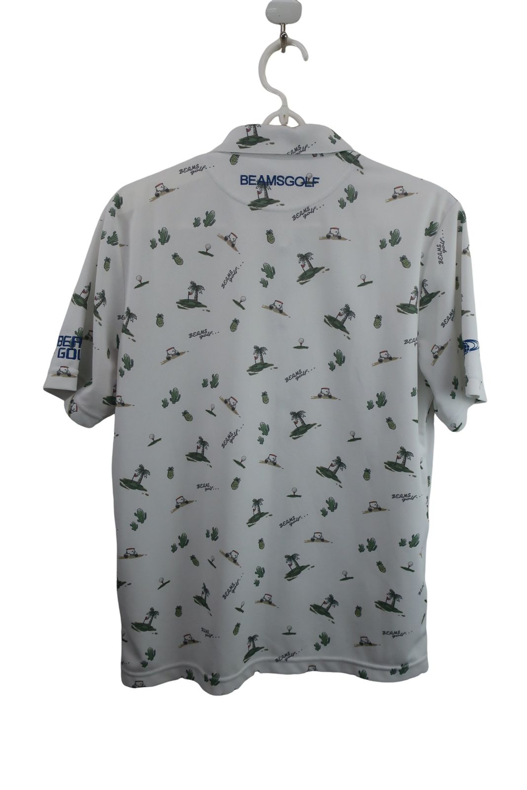 極美品 BEAMS GOLF ビームス ゴルフ ポロシャツ 総柄 ヤシの木 L 極美品 BEAMS GOLF ビームス ゴルフ ポロシャツ 総柄 ヤシの木 L