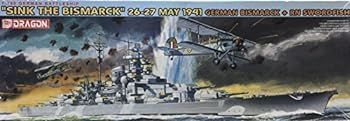 【】(未使用･未開封品)ドラゴン 1/700 ドイツ戦艦ビスマルク + RNソードフイッシュ雷撃機 1941年5月26-27日 プラモデル