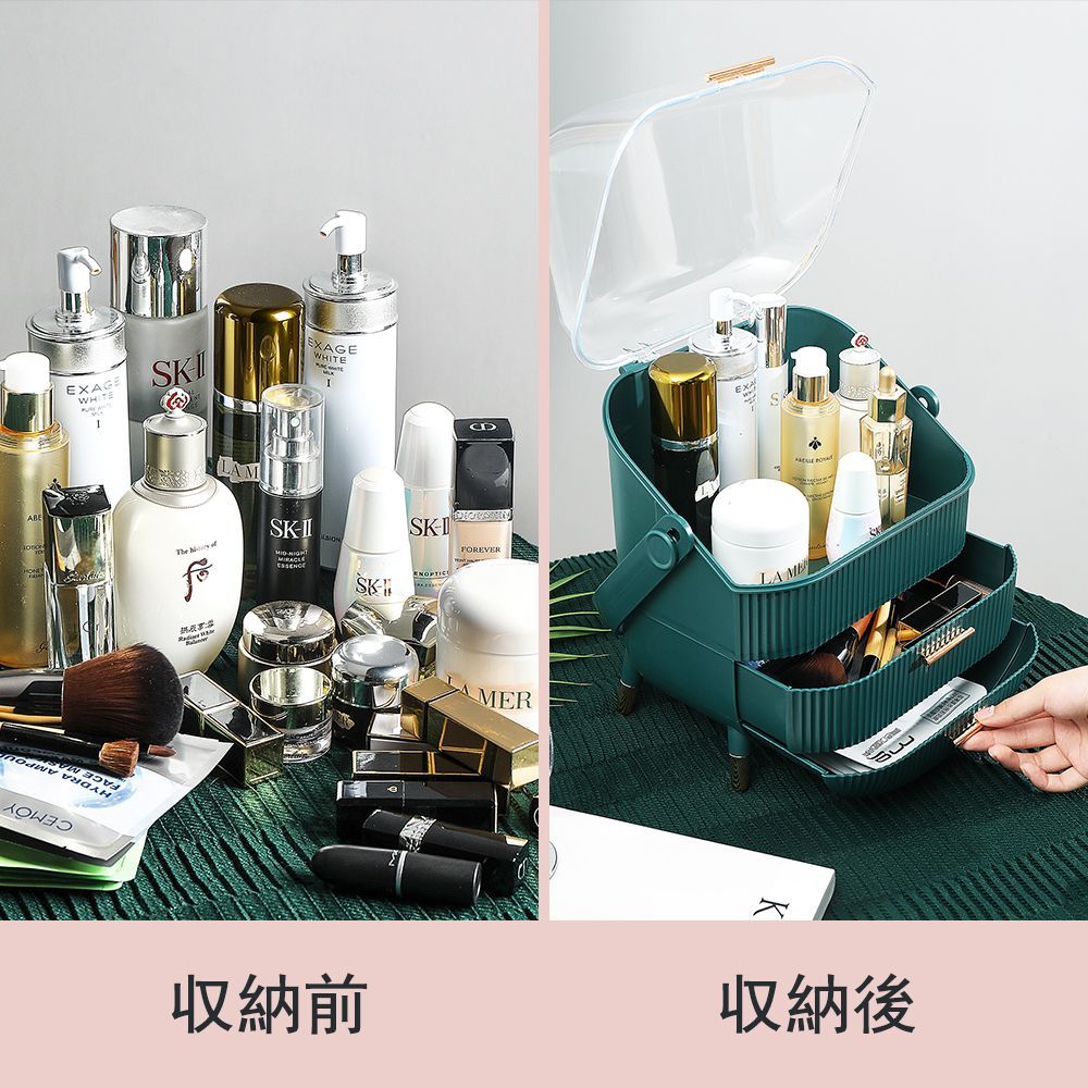 JPMG メイクボックス make up organizer 化粧品収納ボックス 化粧ぼっくす コスメ収納 化粧品ケース  大容量 蓋付き 防塵 防水 引き出し付き 浴室 洗面所収納 3段式 整理簡単 小物入れ 多機能 長持ち カバー  おしゃれ ランキング