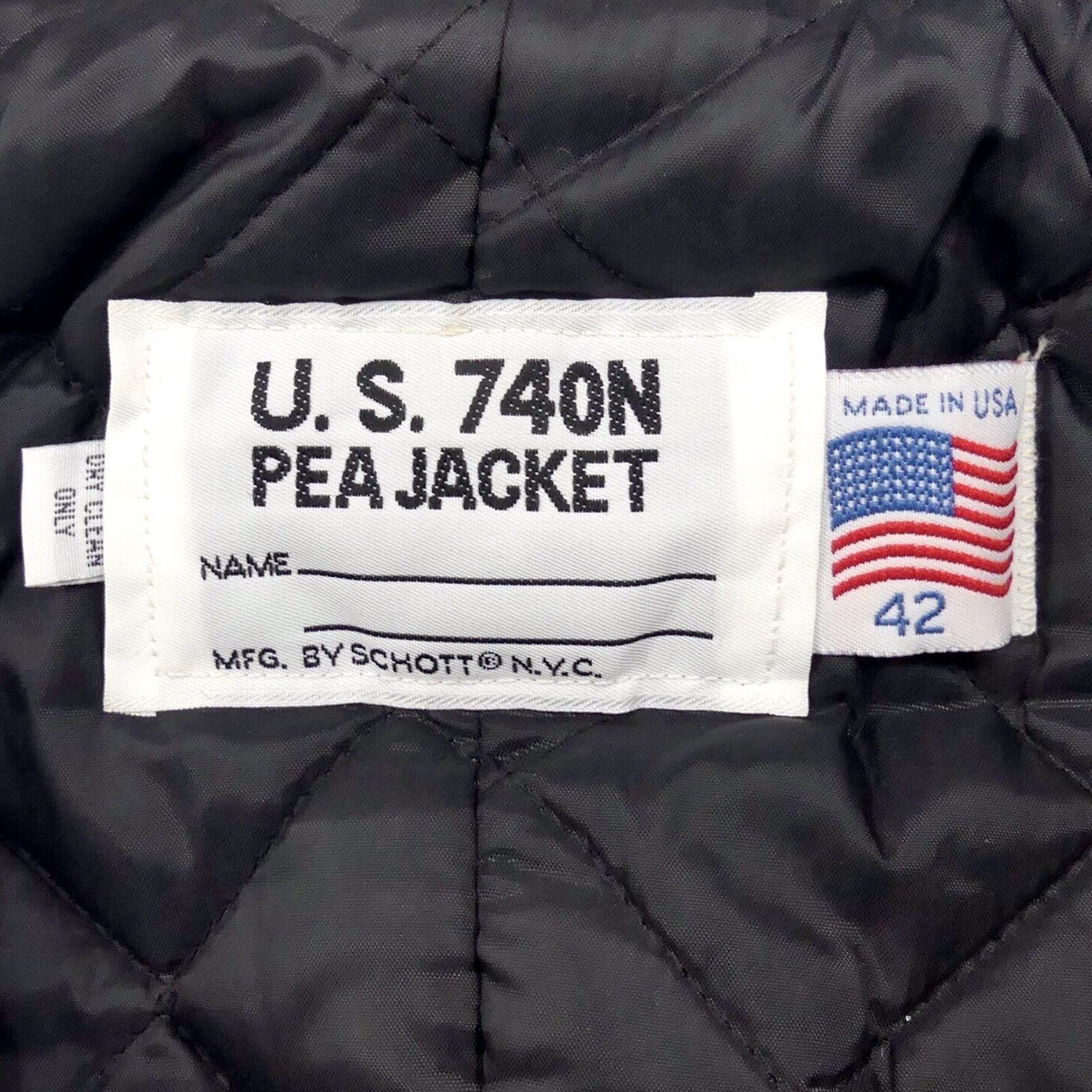美品　USA製　schott ショット　ピーコート　キルティング　42 グレー 希少】38 USA製 Schott ショット ピーコート メンズ