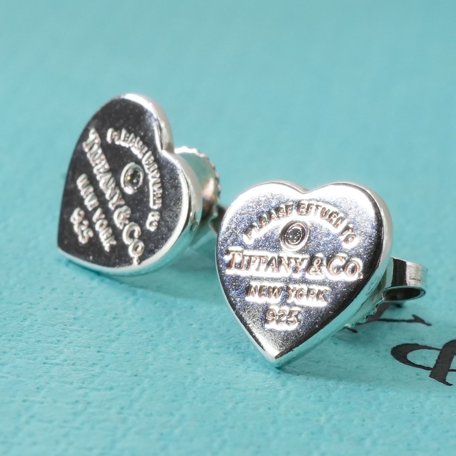 Tiffany　リターントゥハート　シルバー　ピアス　１P　ダイヤモンド　925 極美品 ティファニー リターントゥハート 1Pダイヤ ピアス/25-414S