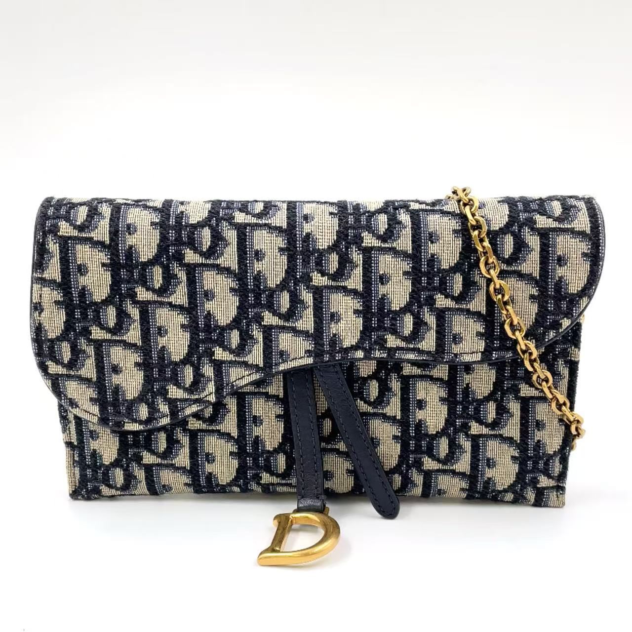 Christian Dior サドル ウォレット オン チェーン オブリーク