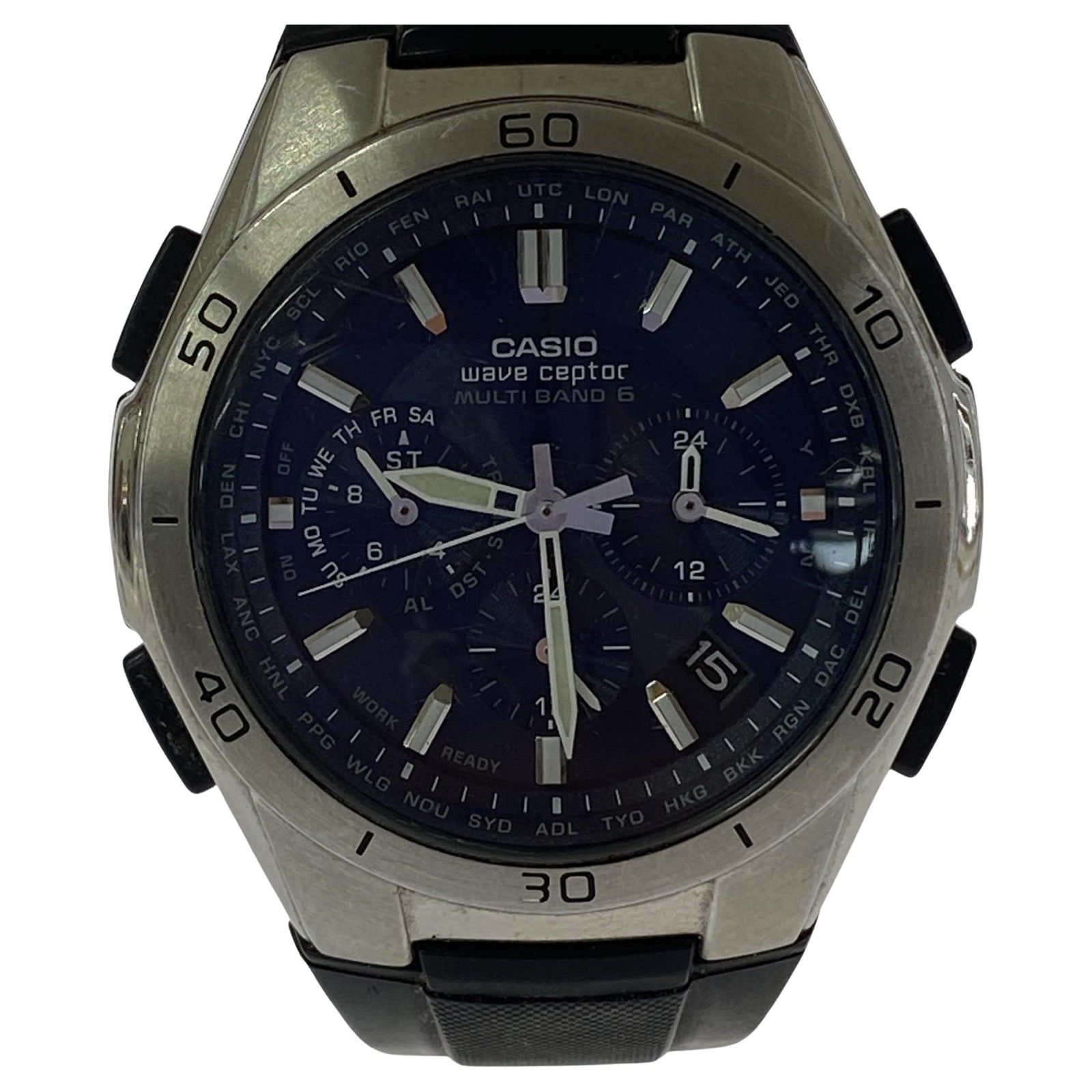 CASIO カシオ WVQ-M410 時計 ブラック ソーラークロノグラフ ソーラー充電 樹脂バンド wave ceptor multi band 6 004A355F CASIO Wave Ceptor MULTIBAND 6 WVQ-M410-1AJF Analog Wrist Watch
