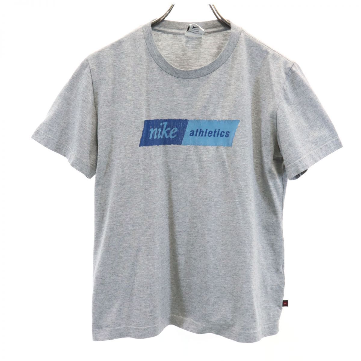 ナイキ 90s 00s 白タグ オールド プリント 半袖 Tシャツ XL（16-18） グレー系 NIKE キッズ 古着 【240322】 メール便可