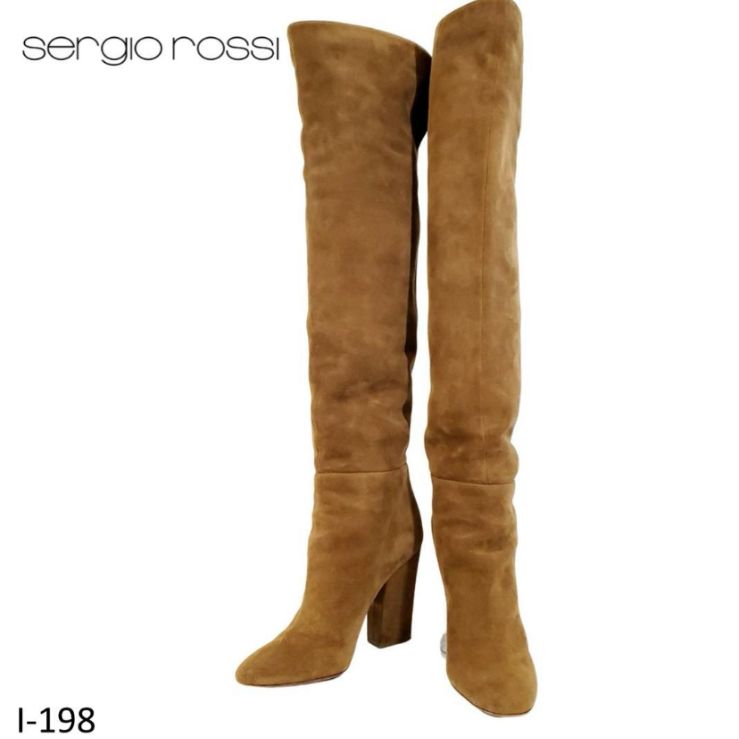 m*o様 sergio rossi ブラウン スエードブーツ　36 1/2 Sergio Rossi ニーハイブーツ 23～23.5cm 高級スエード 36 定価