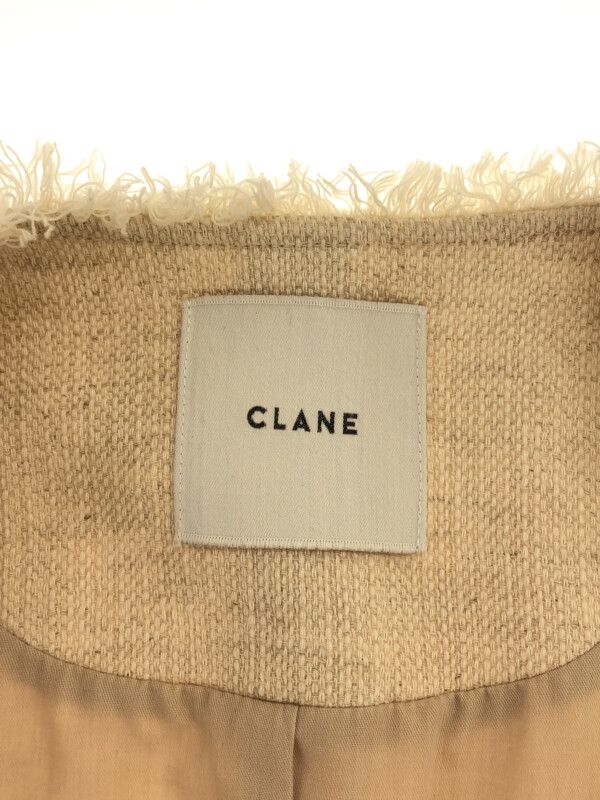 CLANE クラネ フリンジヘンプノーカラーコート ベージュ 38