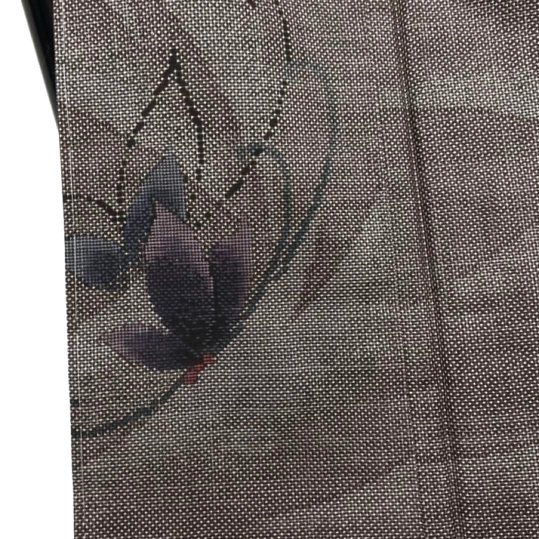 未着用 小紋 大島紬 証紙付き 手織り 泥染 花模様 流水 着物 021a d  