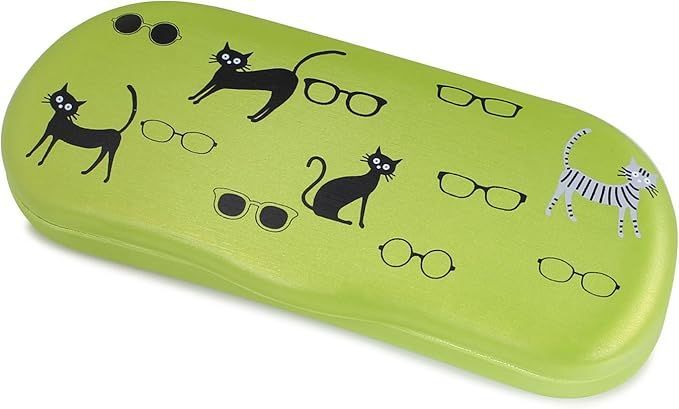 【在庫処分】パール(Pearl) 眼鏡ケース 緑 ネコとメガネ ハード SO-72 095066