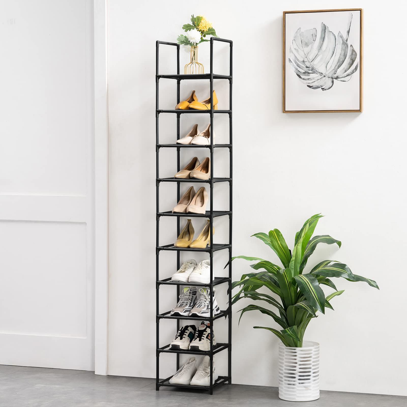 木製ラック 7段 グレーとナチュラルウッド ベルメゾン シューズ