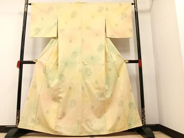 平和屋着物▽本塩沢 単衣 草花間道 正絹 逸品 AAAW1305fy 平和屋