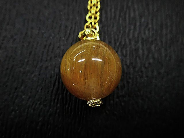 天然石 赤針ルチルクォーツ丸玉ネックレス(ペンダント