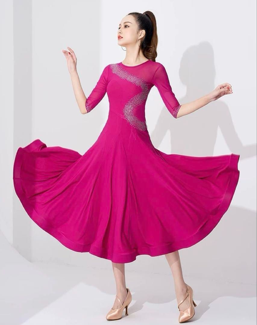 送料無料 豪華社交ダンスドレス 競技 オーダーメード スタンダード