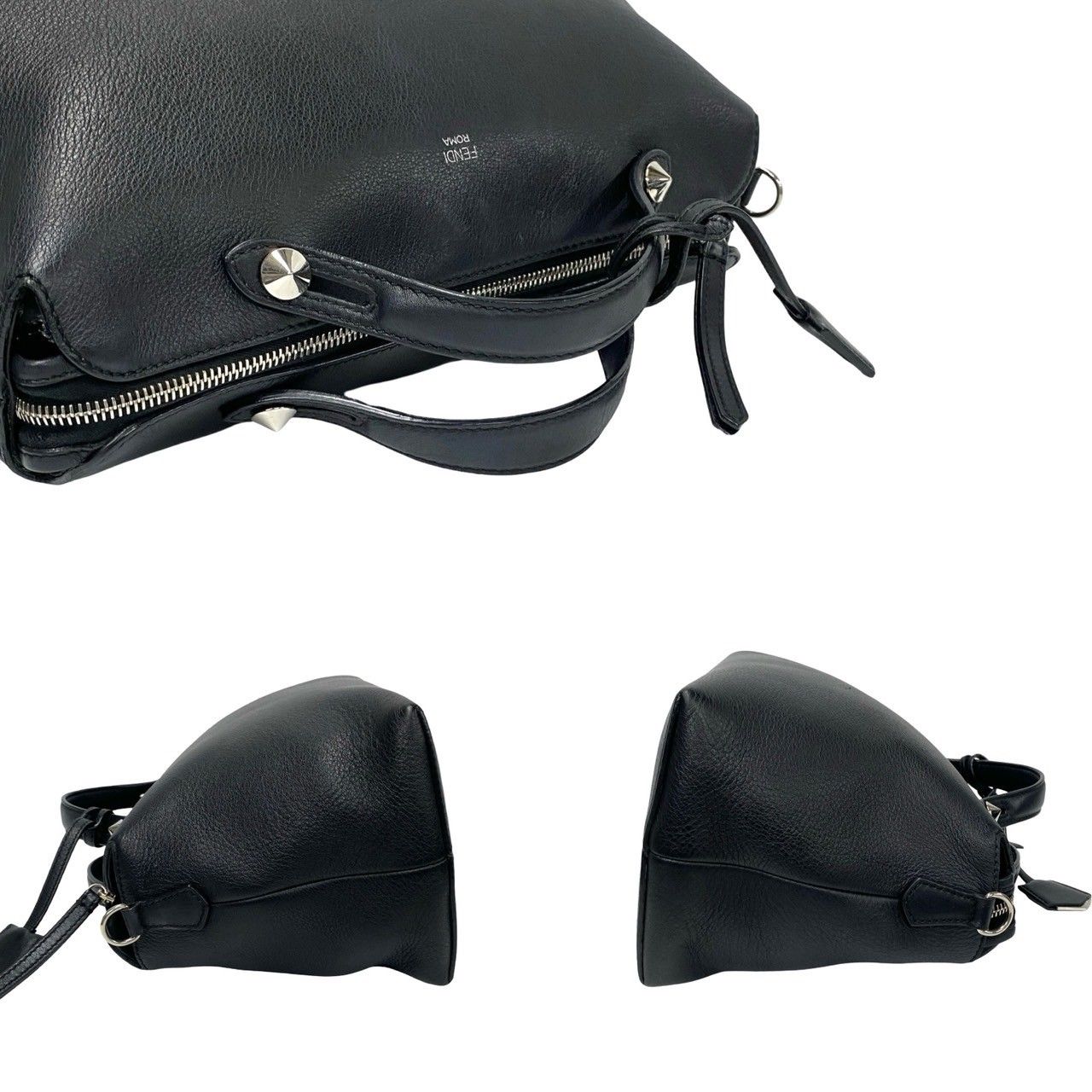 極 美品 FENDI フェンディ バイザウェイ ラージ ロゴ レザー 本革 2way 