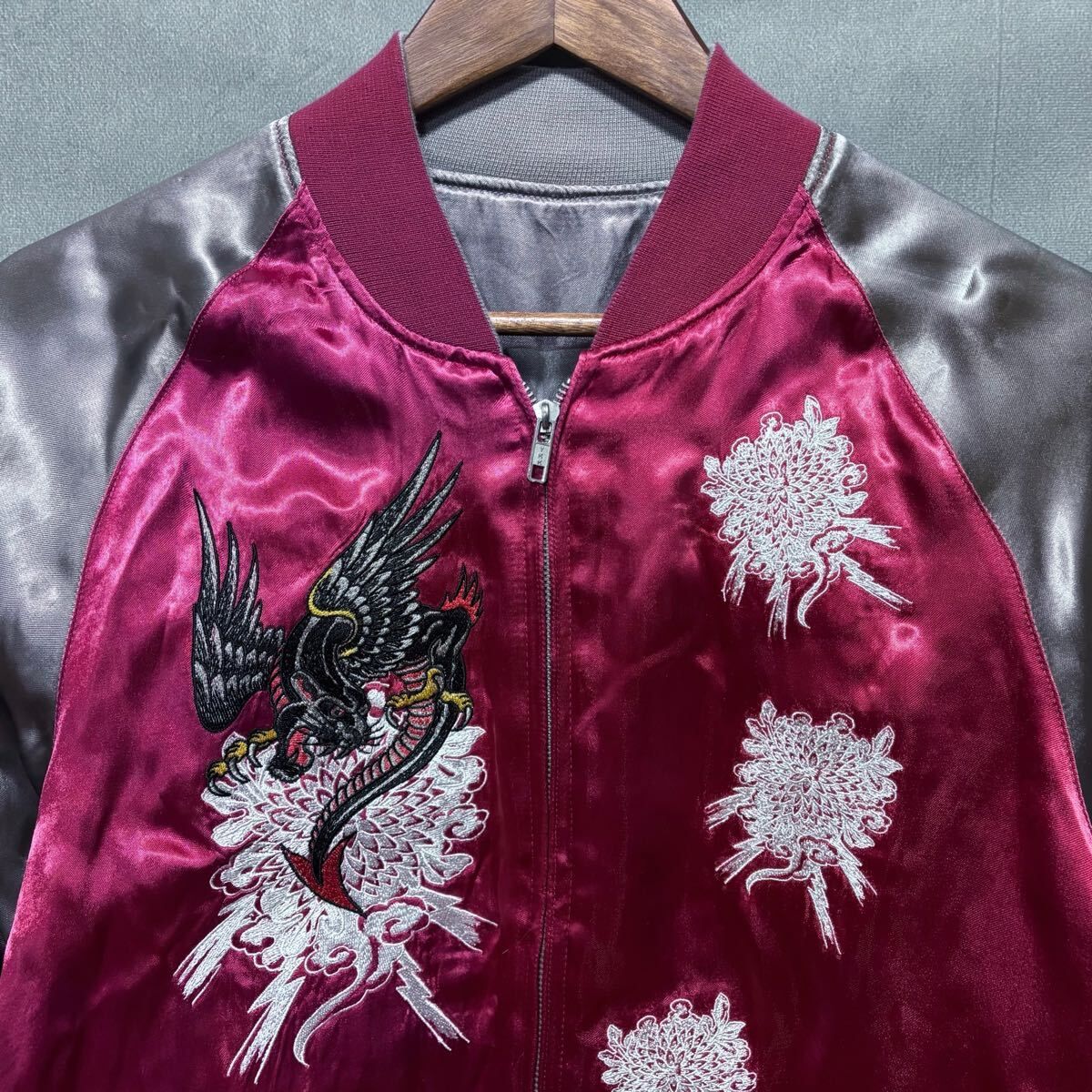 Ed Hardy エドハーディー レーヨン リバーシブル 龍 ロゴ 刺繍 