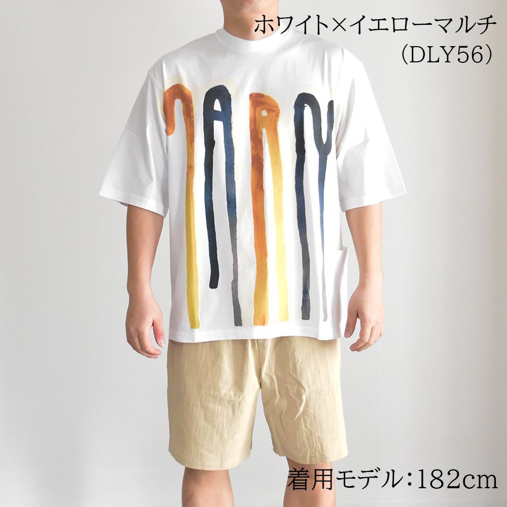 マルニ Tシャツ メンズ ロゴ 半袖 おしゃれ 水彩 デザイン ブランド 綿