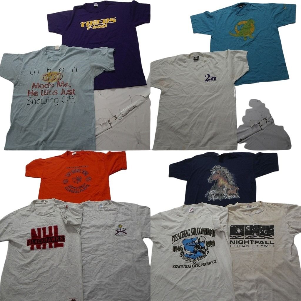 古着卸 まとめ売り シングル 半袖Tシャツ 10枚セット (メンズ L