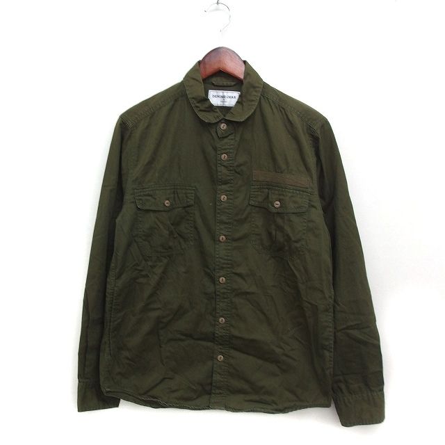 ドゥニーム DENIME DENIME GEAR ミリタリー シャツ カジュアル 長袖 無地 コットン 綿 M カーキ /FT2