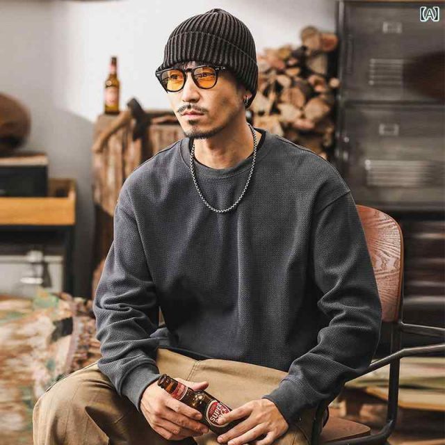 L 秋 冬 メンズ 服 シンプル ファッション オシャレ 大人 かっこいい 大きいサイズ ストリート 紳士服 アメリカン レトロ 430 グラム スウェット シャツ 秋 冬 セーター