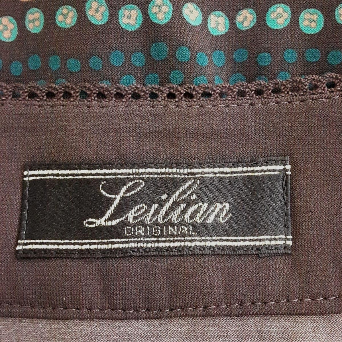  Leilian レリアン チュニック サイズ9 M レディース - ダークブラウン×ブルーグリーン×マルチ 七分袖 半袖 チュニック