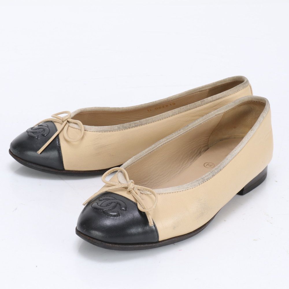 CHANEL ココマーク リボンパンプス フラットシューズ 34 CHANEL ココマーク リボンパンプス フラットシューズ 34