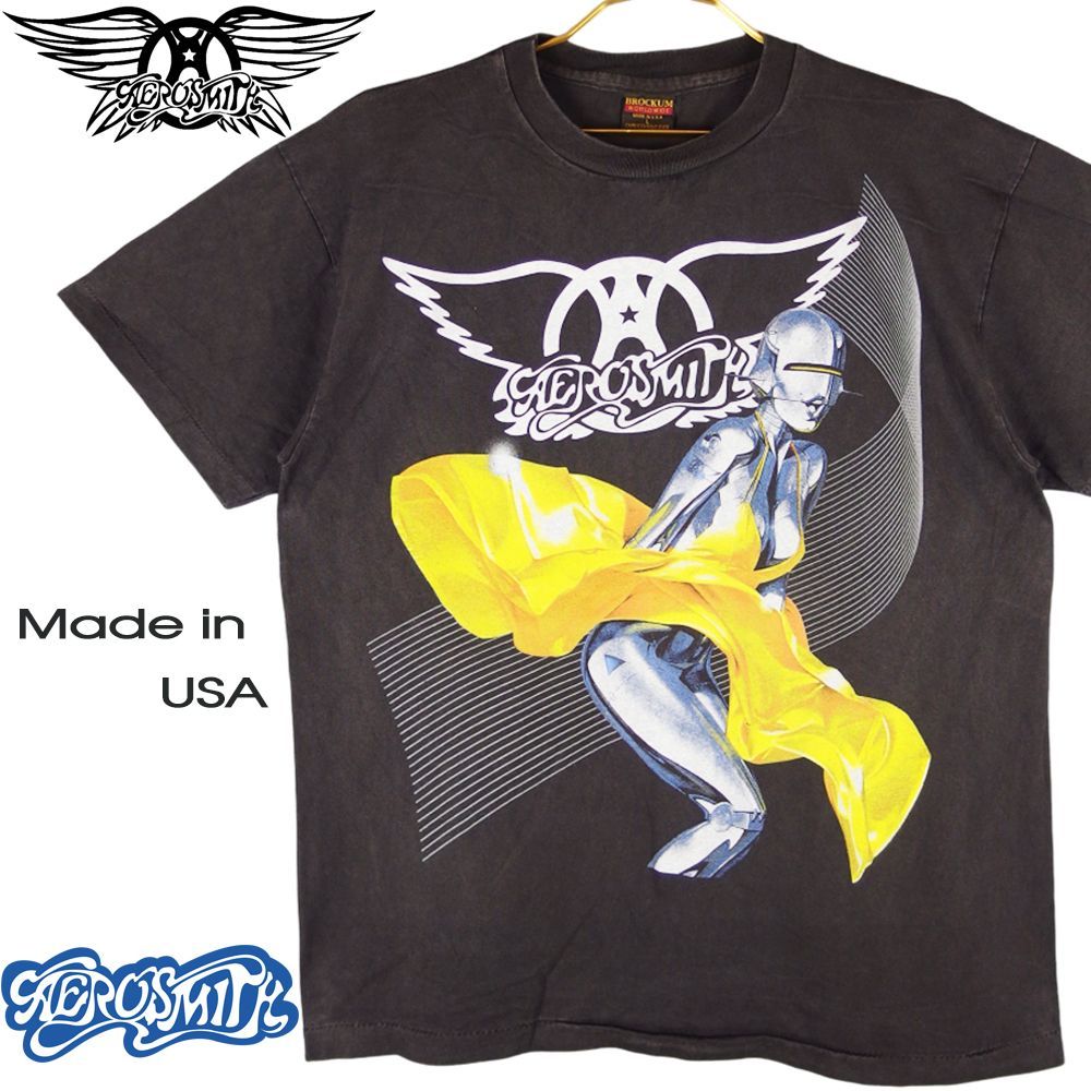 185 AEROSMITH エアロスミス Tシャツ 美品 USA製 ブラック Lサイズ 