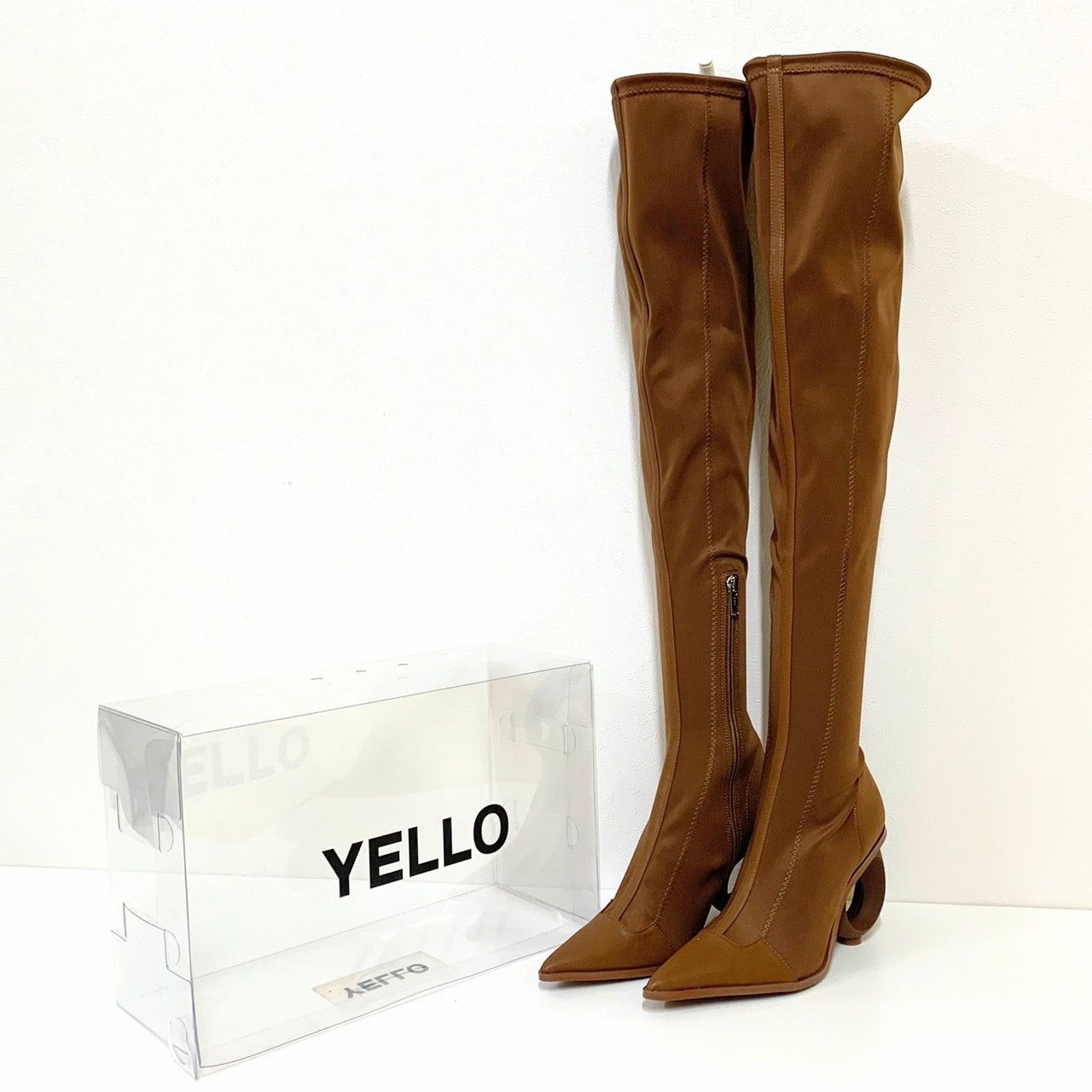 yelloブラウン ニーハイブーツ L