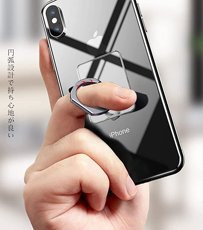 最新アイテム スマホリング バンカーリング ホールドリング 薄型 クリア 透明 スマホケース iPhone スマホスタンド 360度回転 落下防止 