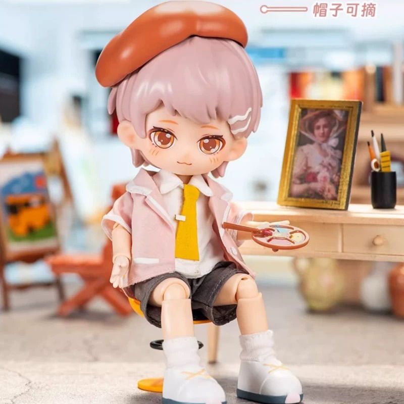 【開封済】SIMONTOYS 佩特森 Season1 “ペターセン男子学生シリーズ” 1/12 BJD Doll 15cm 人形 人偶 置物 海外限定 ブラインドボックス 置物 【モデル：美術委員 Boy】pink hair 1点