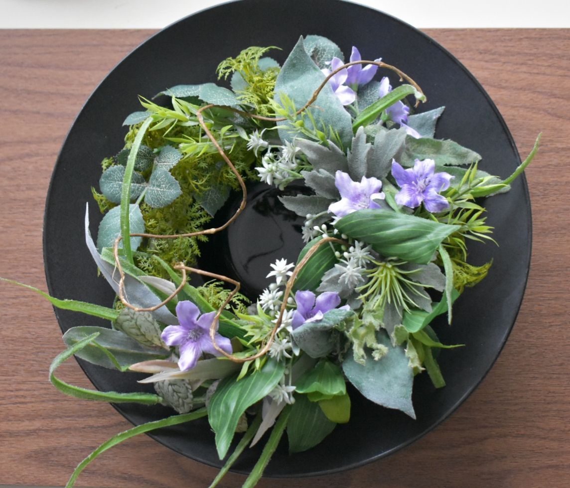 野草風の春リース☆古民家風☆和モダン☆直径30cm玄関ドアリース  