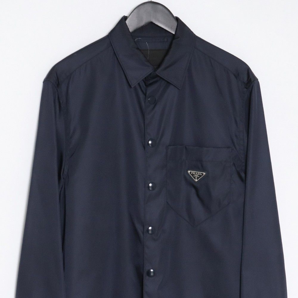 【美品】PRADA Re - Nylonトライアングルロゴシャツ プラダ トライアングルロゴ 22年 ナイロン シャツ 36 メンズ
