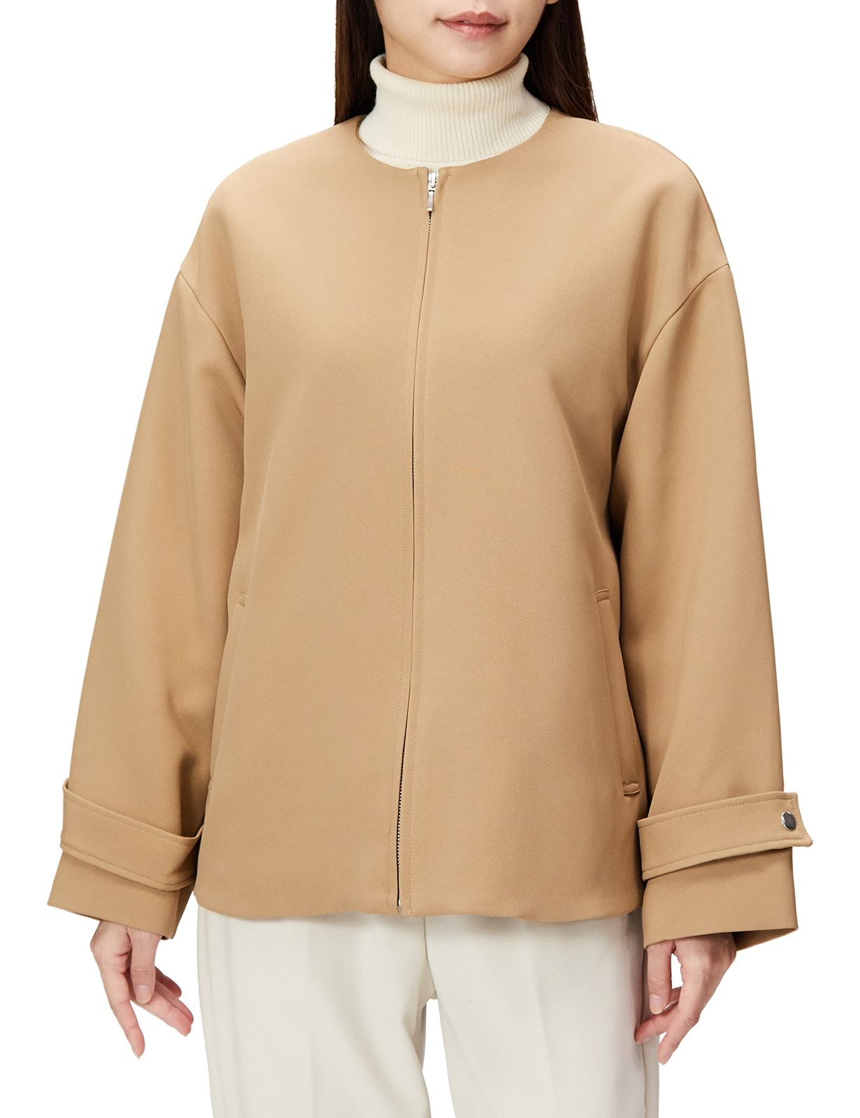 ナチュラルビューティーベーシック アウター トリプルクロスフォルムブルゾン レディース キャメル S