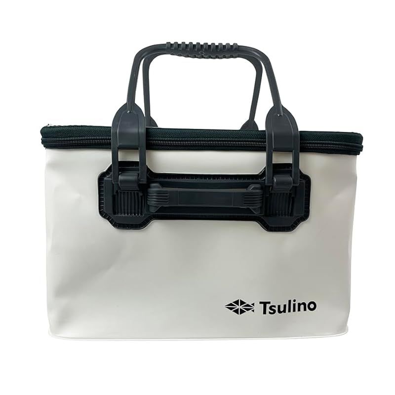 Tsulinoハンドル・フタ付きの折りたたみバッカン ４０ｃｍホワイト