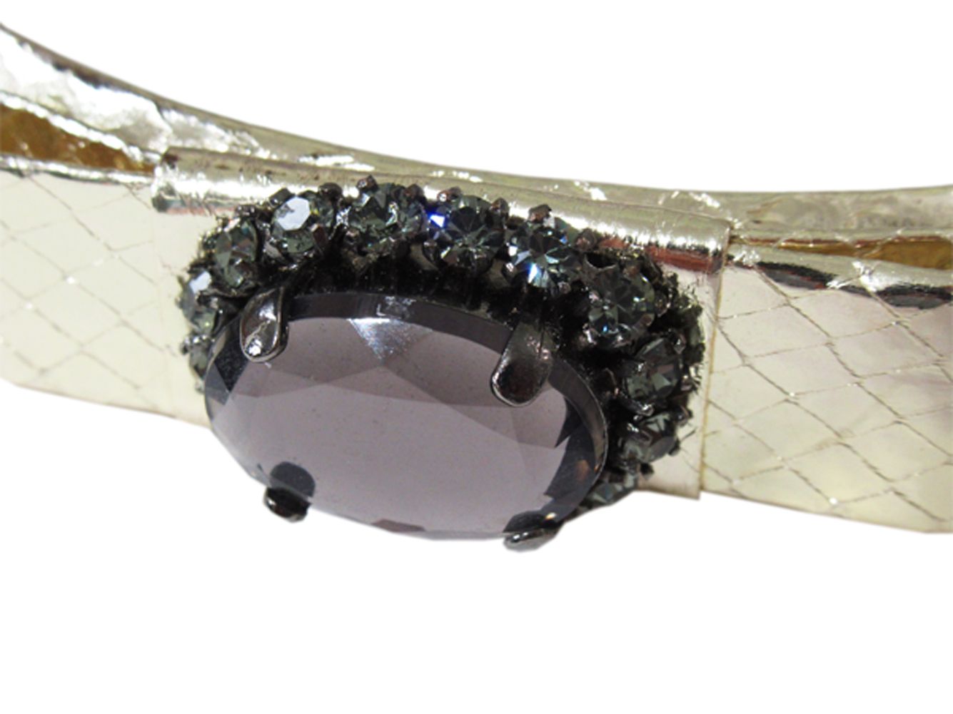 【BIGお買い物ラリー★30%OFFセール中】ミュウミュウ MIUMIU カチューシャリボン ビジュー ゴールド グレー 灰色 レディース 中古 ミュウミュウ MIUMIU カチューシャ リボン ビジュー ゴールド グレー