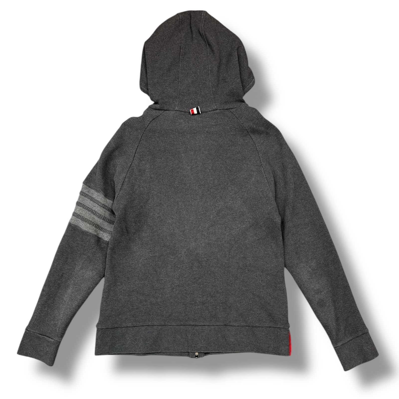 THOM BROWNE ワッフルラグランスリーブ4BARジップパーカー フーディー 