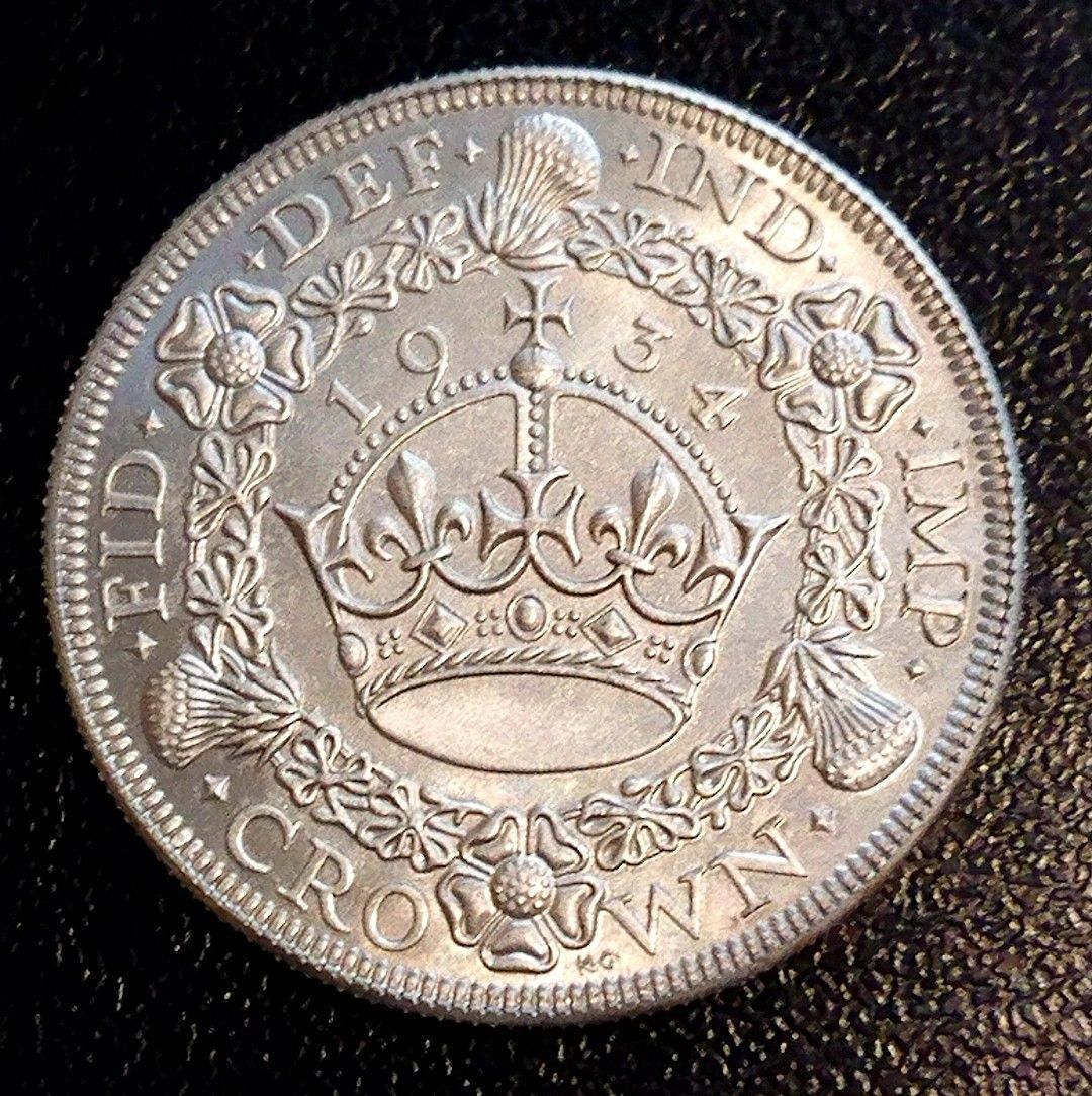 G278 英国 ジョージ5世クラウン銀貨 1934年 参考品 - メルカリ