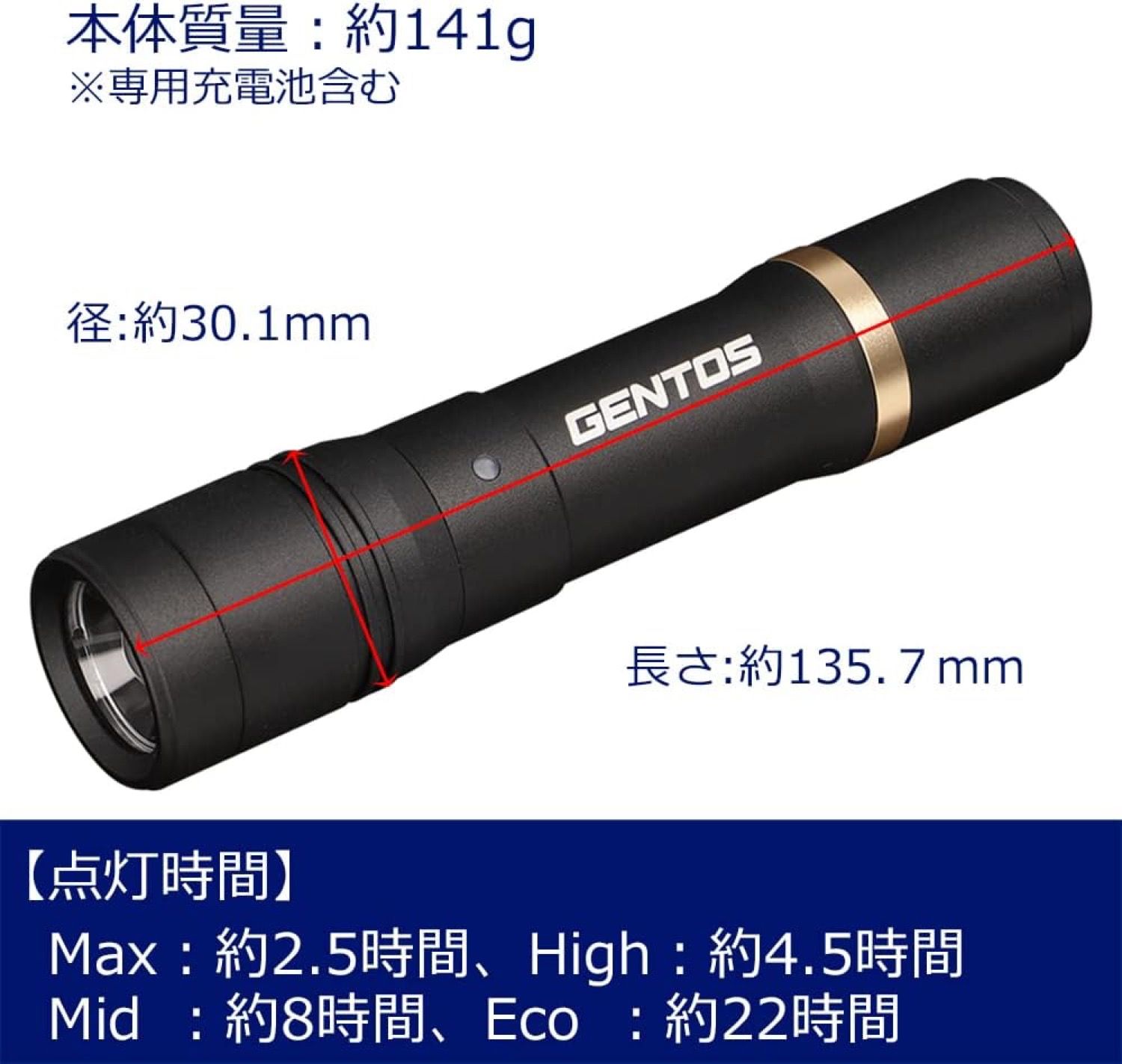 GENTOS RX-285R フラッシュライト 500ルーメン 耐塵 防滴 IP64 GENTOS RX-285R フラッシュライト 500ルーメン 耐塵 防滴 IP64