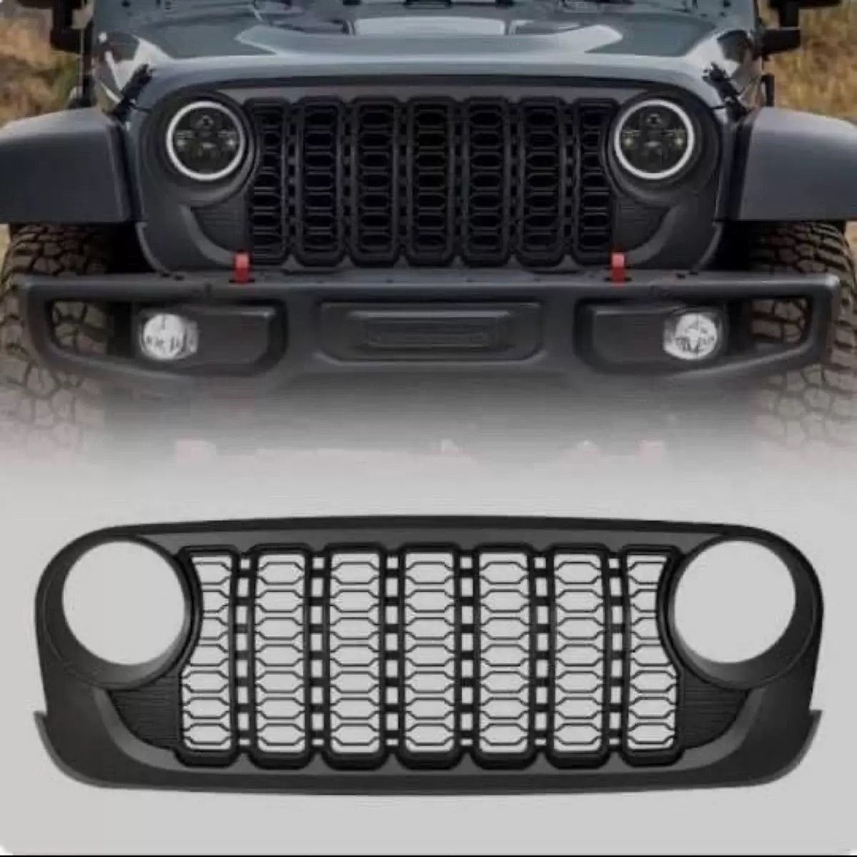 Jeep Wrangler用のブラックメッシュグリル Jeep ラングラー JK型 07〜17年式 対応 フロントグリルカバー 24年式風カスタム メッシュグリル 改装パーツ