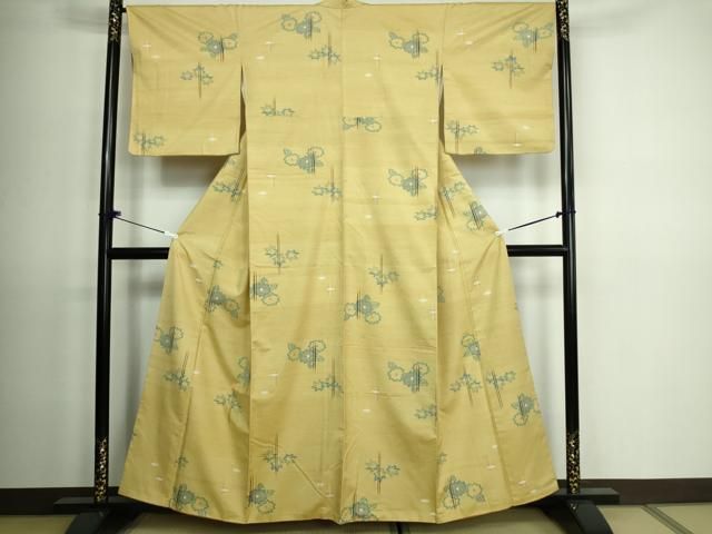 平和屋着物●上質な紬　亀甲文　まるまなこ柄　正絹　逸品　CAAS6870yc 平和屋着物○上質な紬 亀甲文 まるまなこ柄 正絹 逸品 CAAS6870yc