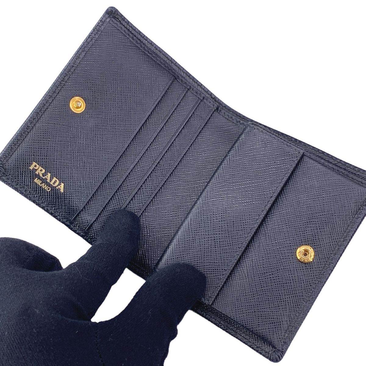 中古】 PRADA プラダ メンズ 二つ折り財布 サフィアーノ 23038155 NT