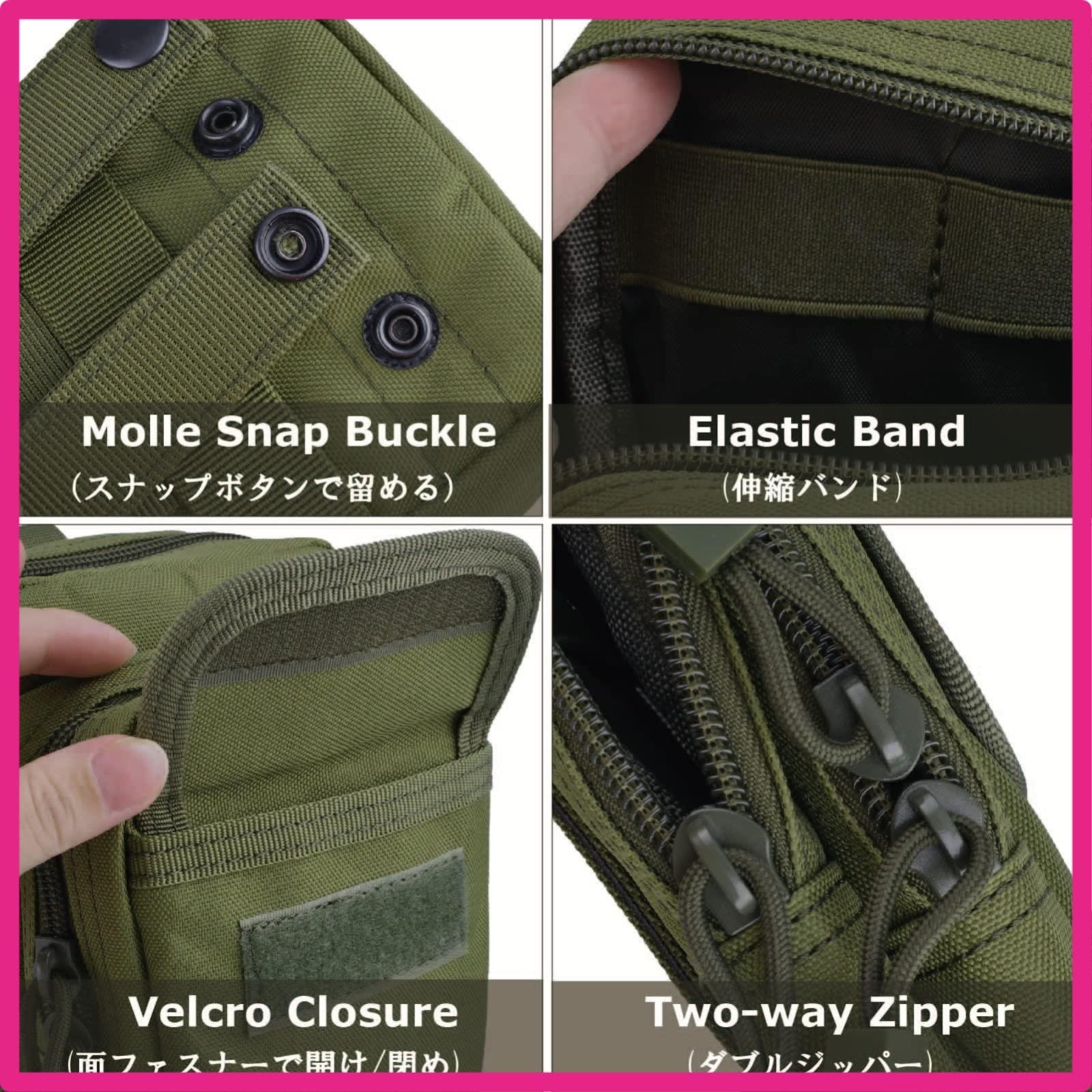 Color:01 アーミーグリーン YAPJEB モールポーチ サバゲー molle ポーチ 水筒 ペットボトル ホルダー スマホポーチ モールシステム ミリタリー EDC ユーティリティポーチ 登山 サバイバル お釣り (01 アーミーグリーン)