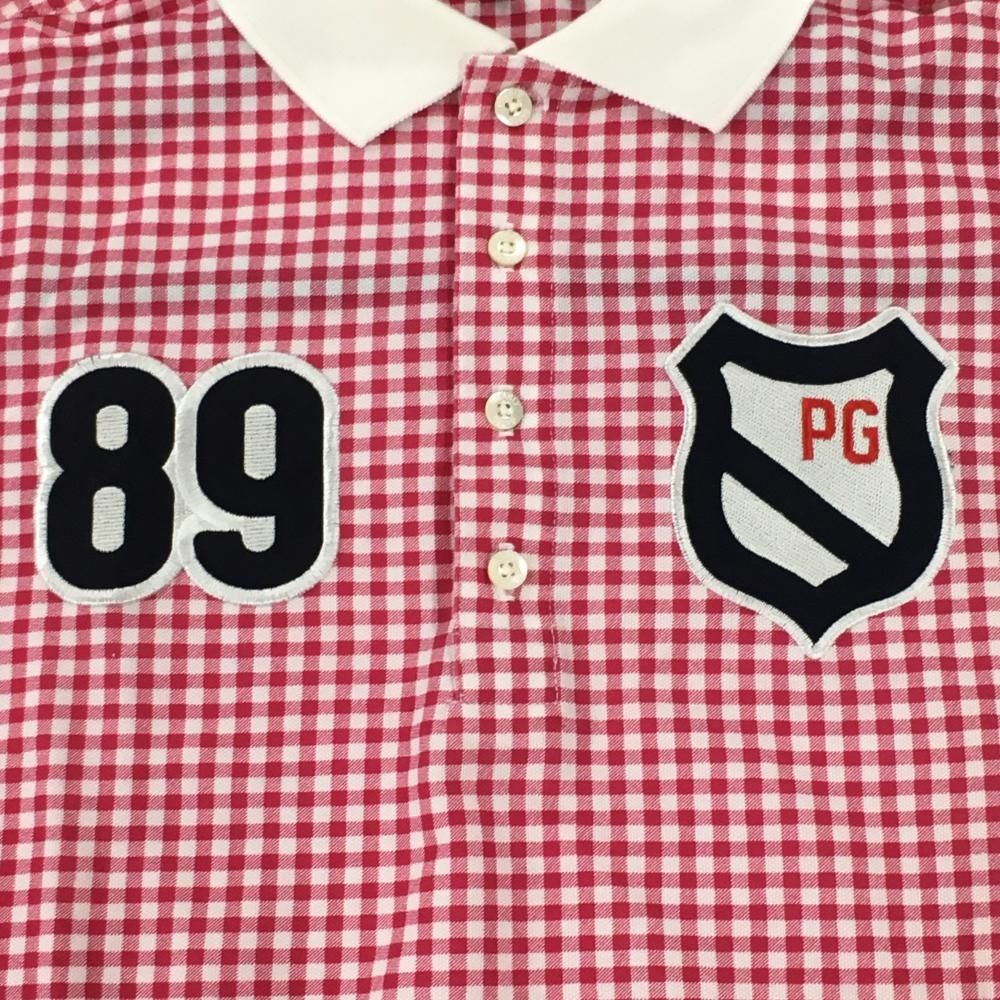 美品】パーリーゲイツ 半袖ポロシャツ ピンク×白 ギンガムチェック