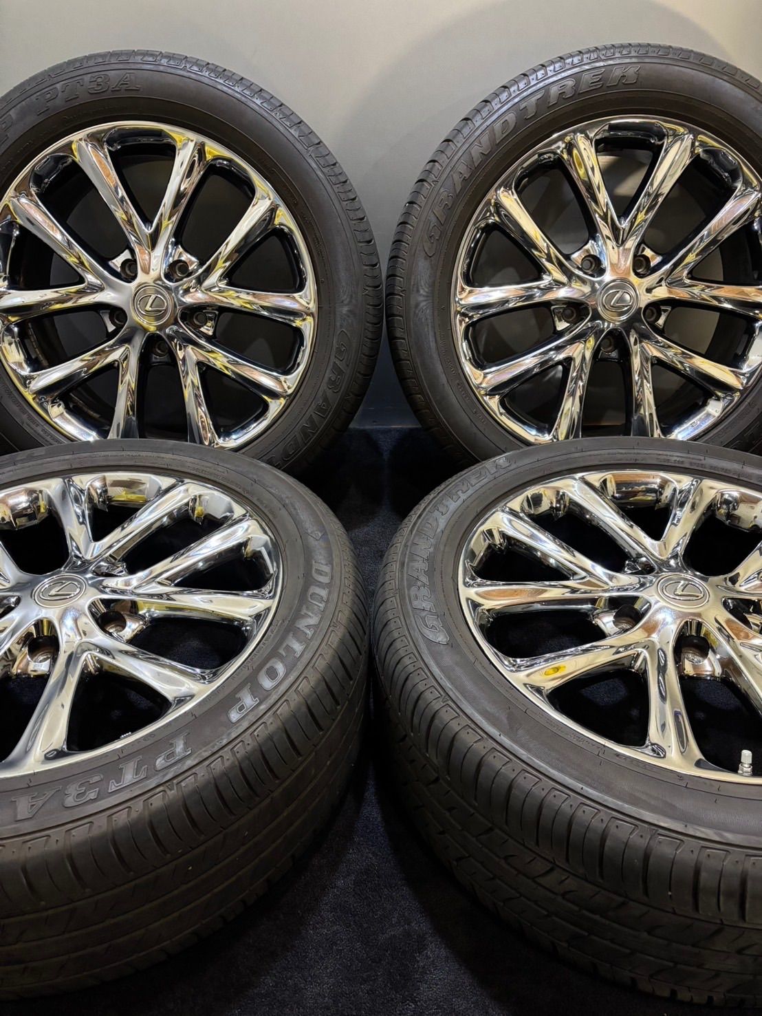 275|50R21 DUNLOP|GRANDTREK 22年製 レクサス LX 純正 OP モデリスタ 21インチ 8.5J 54 150 5H 夏タイヤ 4本 空気圧センサー付 1-J91