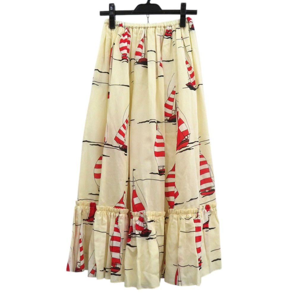 美品 グッチ フレアスカート ヨット 総柄 帆船 661553 ロング